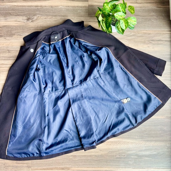 H&M Size 6 Tailored Double Breasted Wool Blend Coat‎ Black - Picture 10 of 14